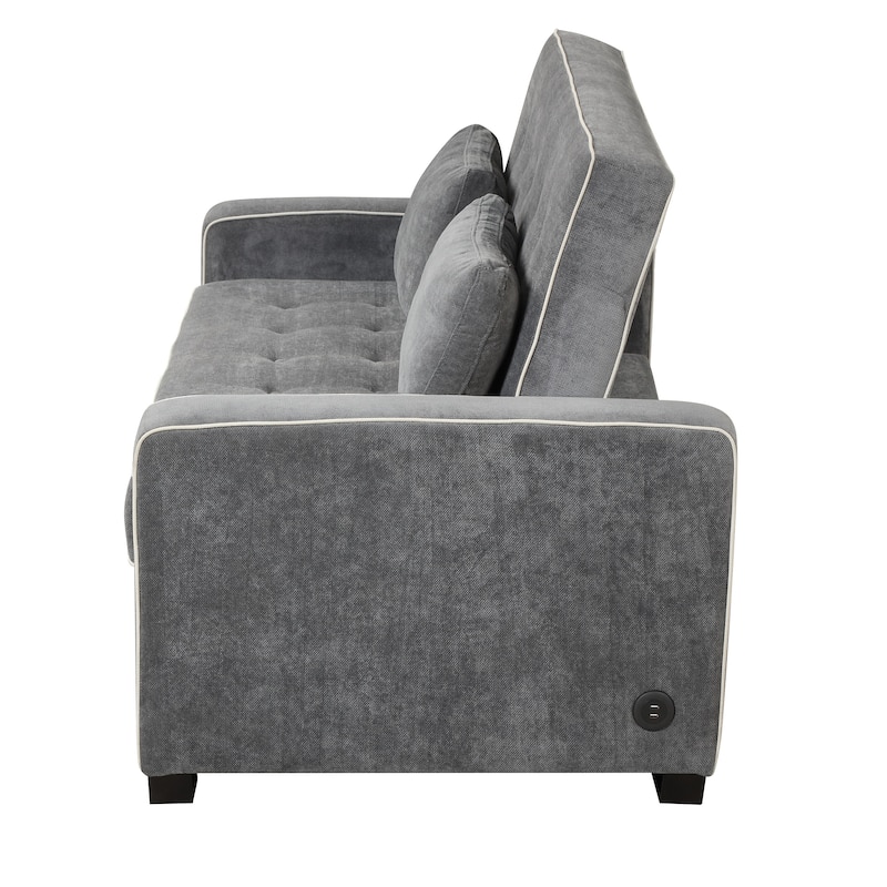 Pull Out Sleeper Bed, Sofa Bed Couch with USB Charging Port, Lounge Loveseat Sofa Daybed with Adjustable Backrest