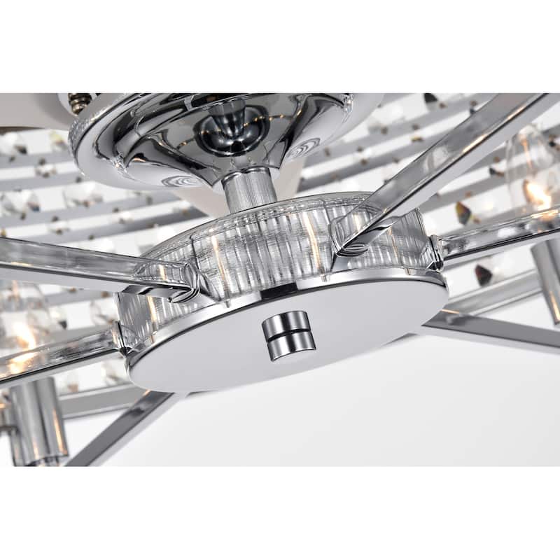 Julian Chrome 28-Inch 6-Light Metal & Crystal Drum Shade Lighted Ceiling Fan (Includes Remote)