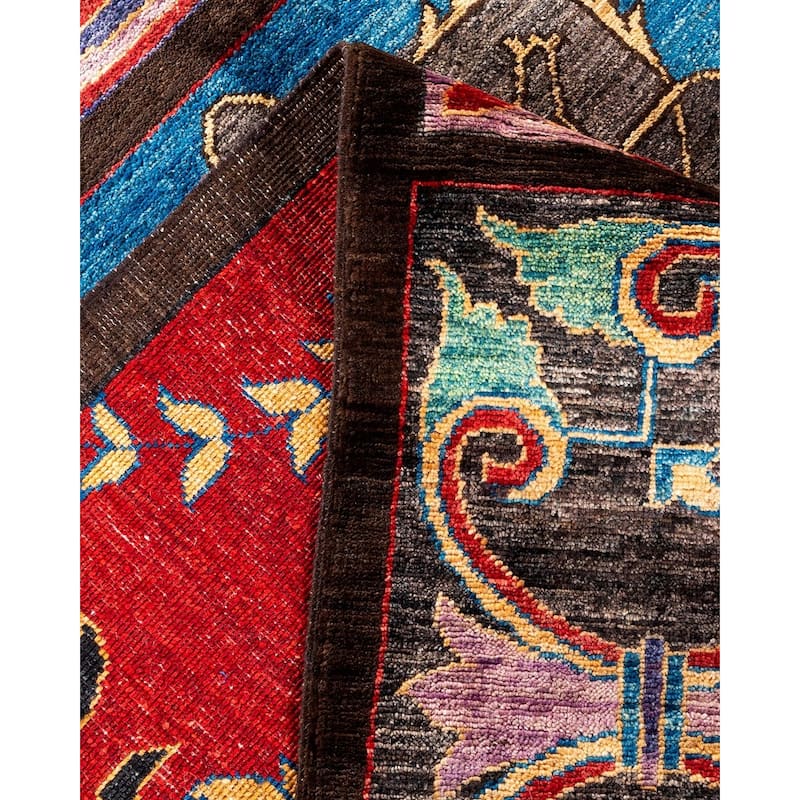 Overton Handknotted Wool Vintage Inspired Contemporary Eclectic Brown Area Rug - 17' 7" x 12' 3"