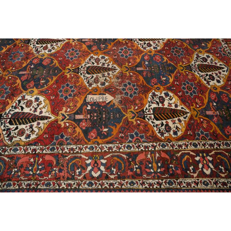 Hand Knotted Oriental 100% Wool Carpet Traditional Floral Oranges & Rust Bakhtiari Area Rug - 10' 3'' X 6' 9''