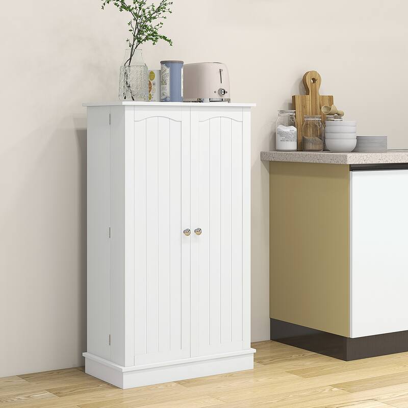 HOMCOM 41" Kitchen Pantry, Modern 2-Door Kitchen Storage Cabinet with 5-tier Shelving, 12 Spice Racks and Adjustable Shelves