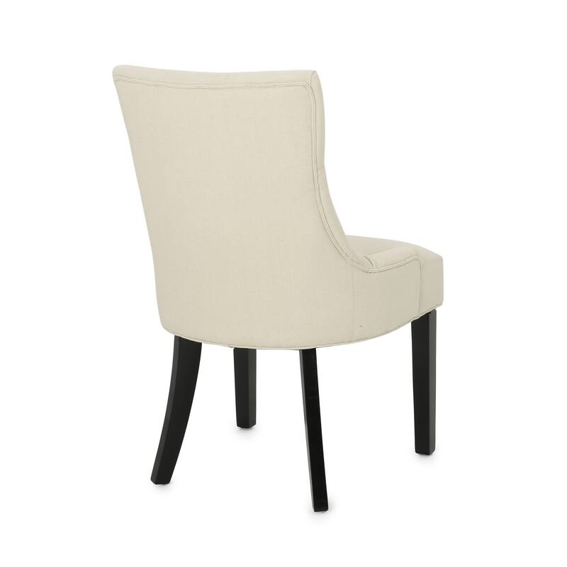 Modern Curved Buttonless Tuft Back Upholstered Dining Chairs with Tapered Legs, Set of 2