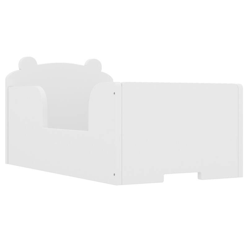 Twin Size Pine Wood Toddler Floor Panel Bed with Safety Rounded Corners