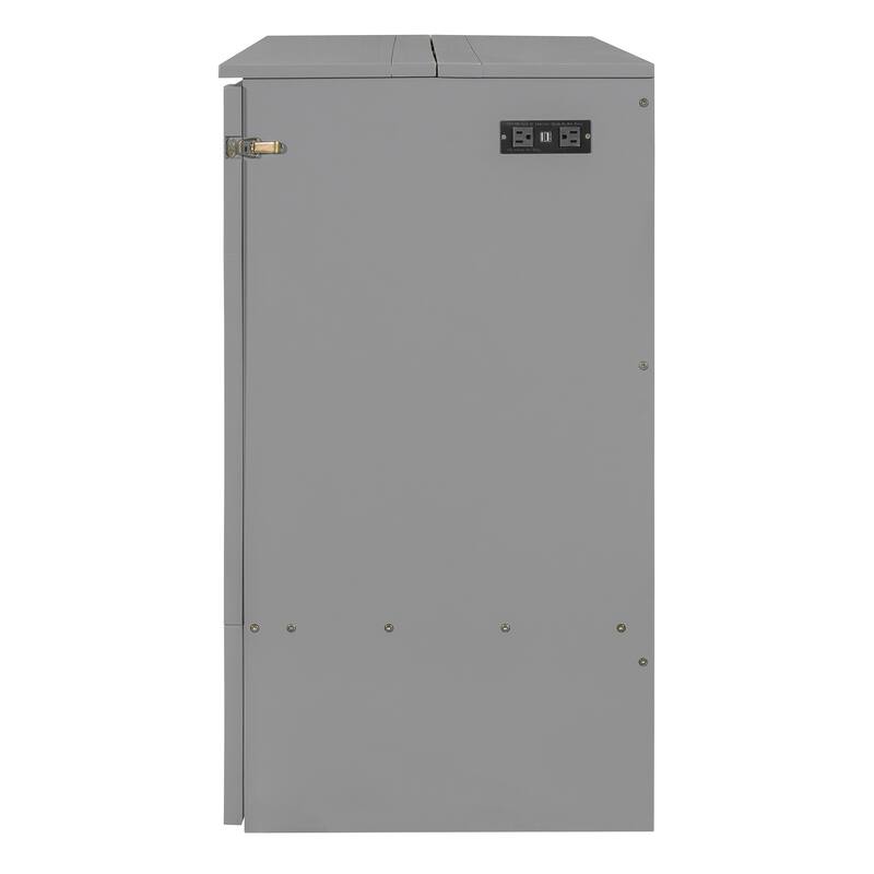 Queen Size Wall Bed with Drawer, USB Ports & Smooth Pulley Mechanism, Space-Saving Gray Cabinet Bed