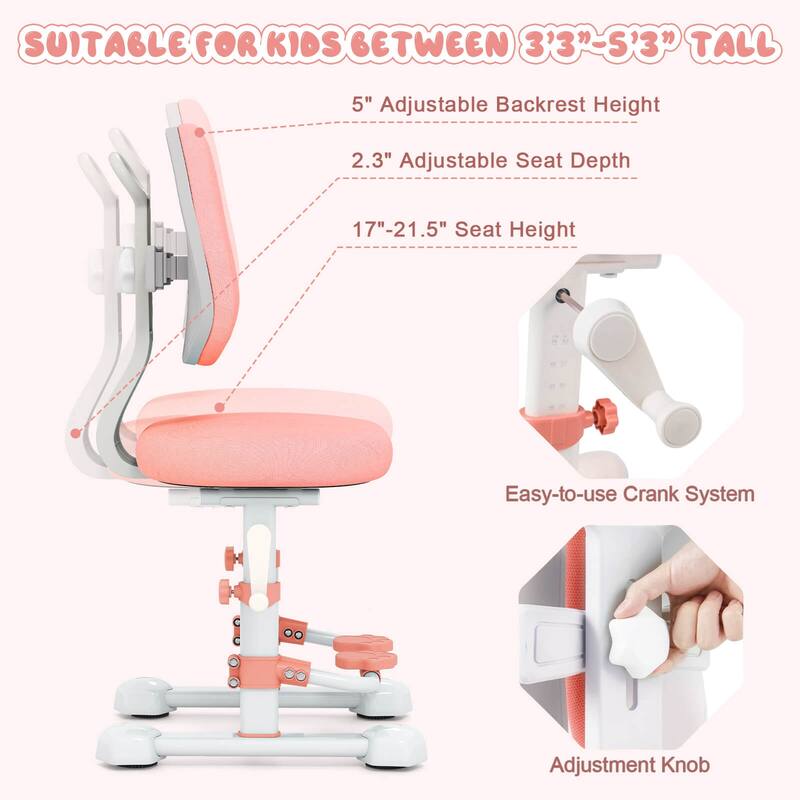 Costway Kids Study Chair with Adjustable Double Backrest, Footrest, - See Details