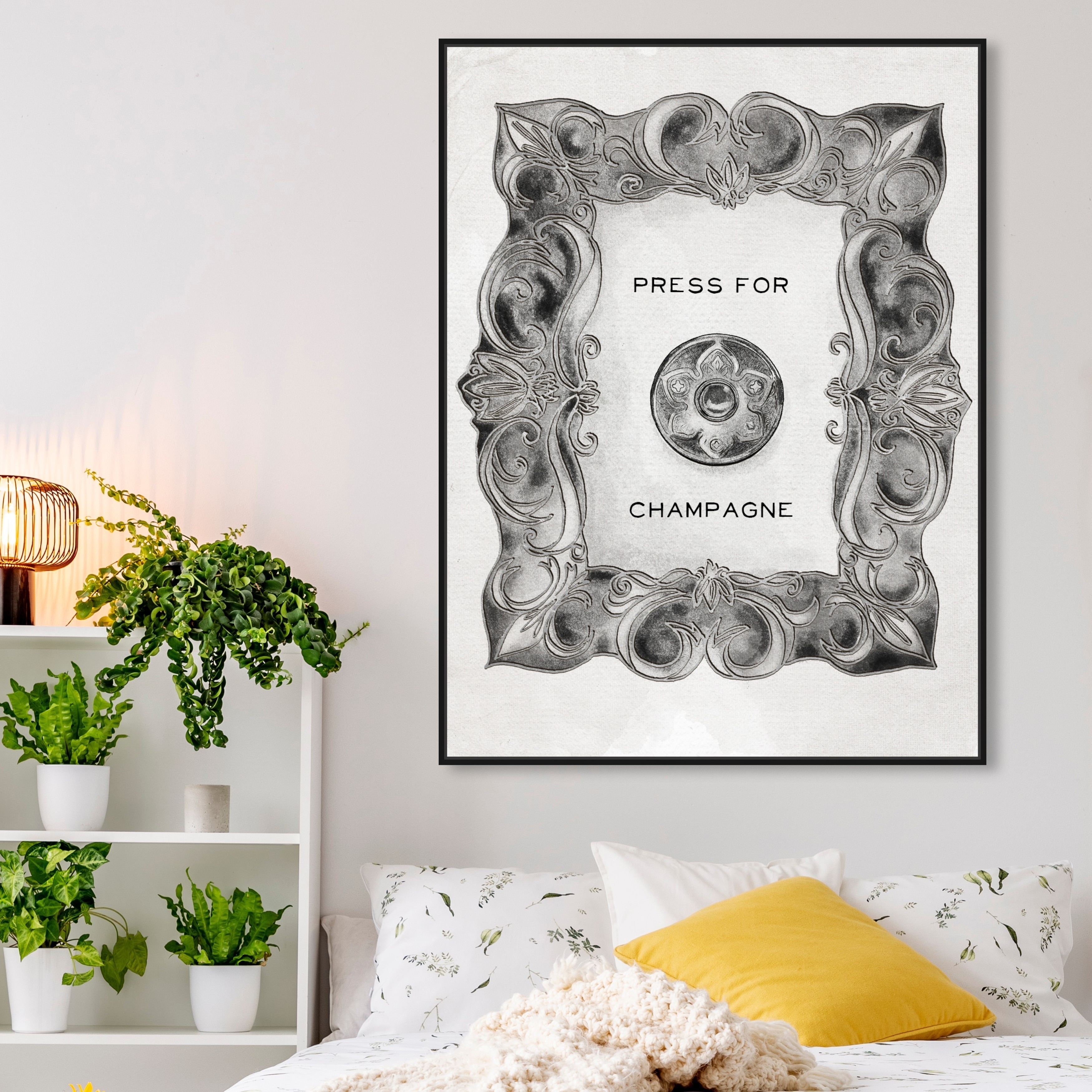 Shop Oliver Gal Press For Champagne Silver Wall Art Framed Canvas Print Funny Quotes And Sayings Black White Overstock 31796356