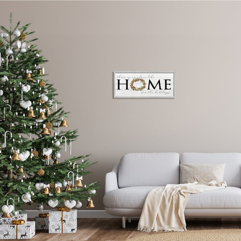 Stupell No Place Like Home for Holiday Holly Wreath Framed Wall Art - Green