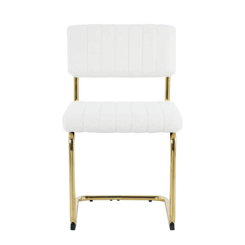 Modern simple light luxury dining chair White chair Family bedroom stool back Dressing chair Student chair Metal legs (g