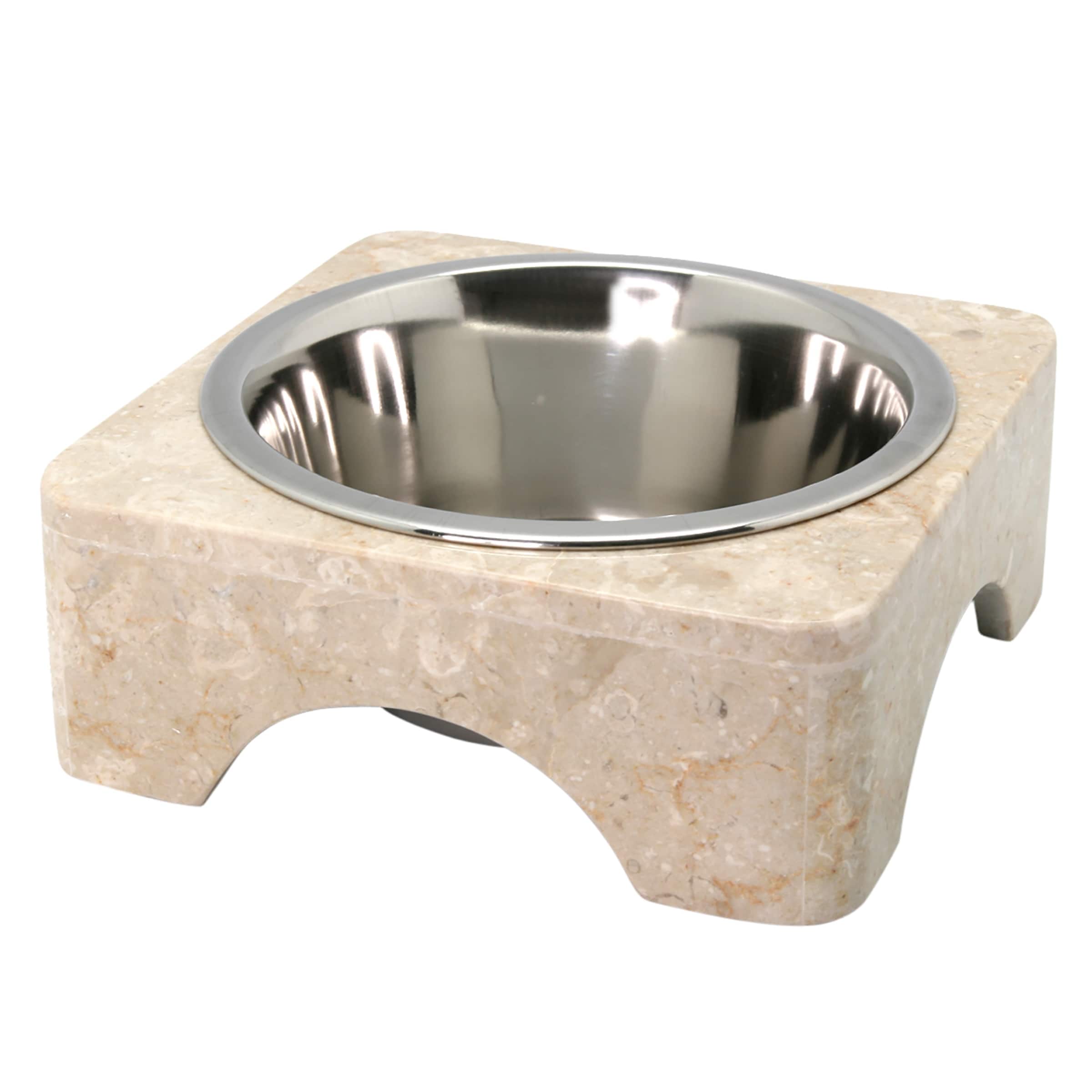 Creative Home Champagne Marble 1 Qt. Pet Bowl Set