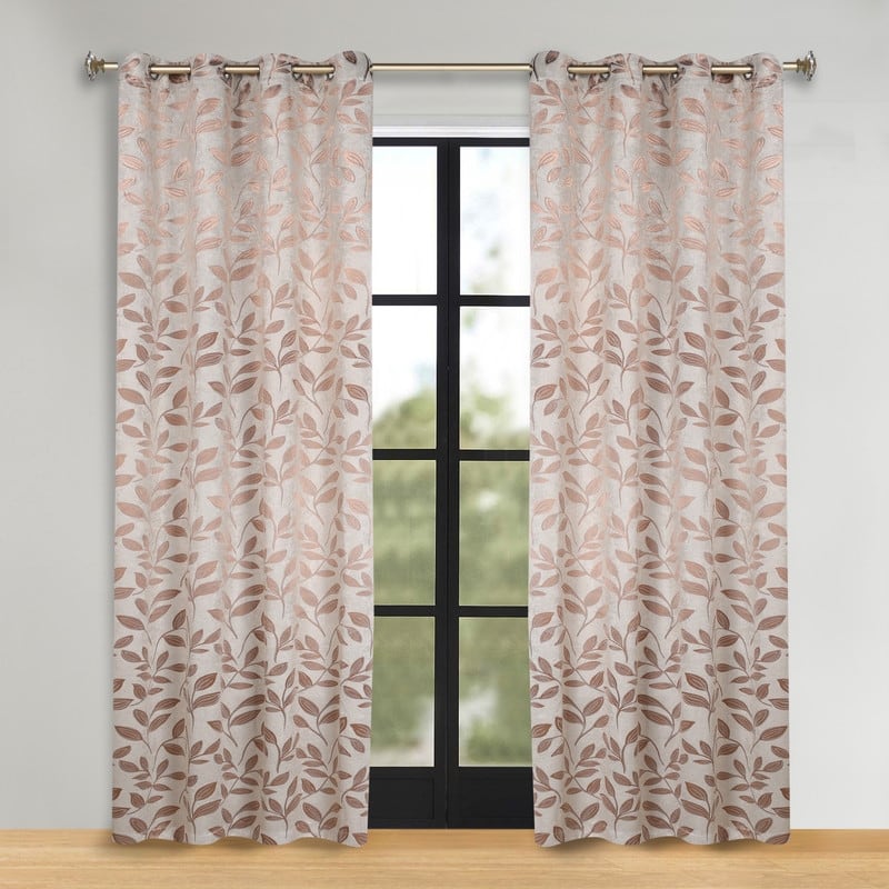 Superior Modern Bohemian Leaves Room Darkening Curtains with Grommets