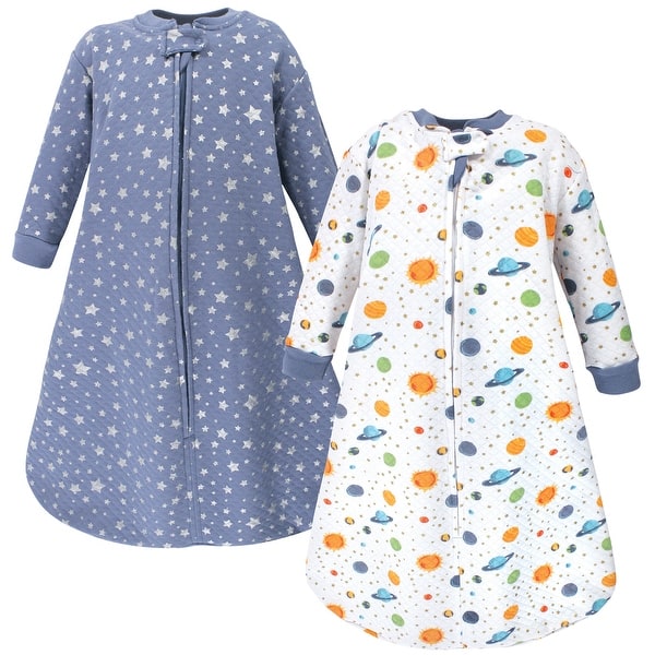 slide 1 of 1, Hudson Baby Infant Premium Quilted Long Sleeve Sleeping Bag and Wearable Blanket, Space 2-Pack 0-6 Months - Space 2-Pack