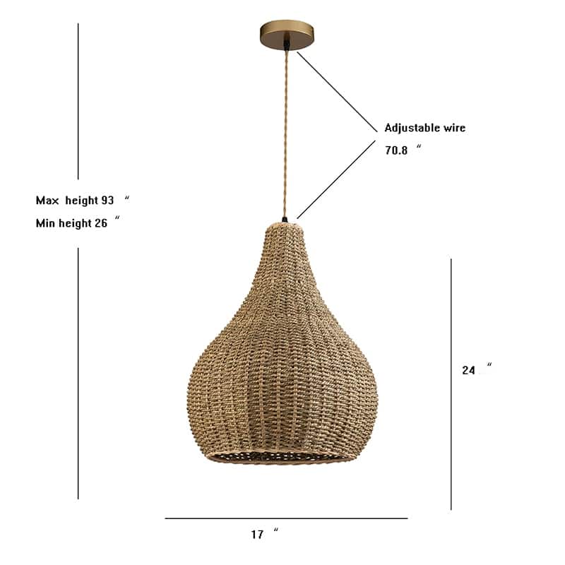 Annika Rattan Pendant Light - 19.7" x 15.7"