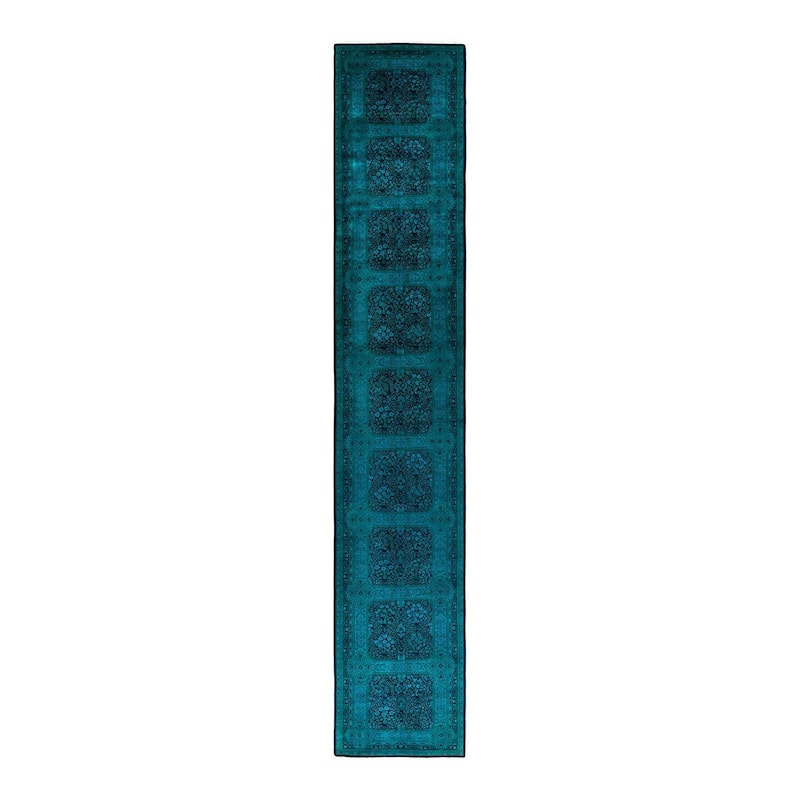 Fine Vibrance, One-of-a-Kind Handmade Runner Rug - Black, 3' 1" x 18' 2" - 3' 1" x 18' 2"