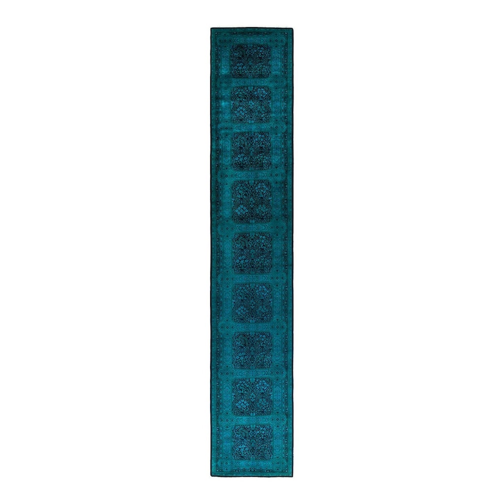 Fine Vibrance, One-of-a-Kind Handmade Runner Rug - Black, 3' 1" x 18' 2" - 3' 1" x 18' 2"