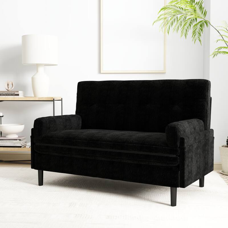 Roomfitters, Corduroy 2-Seater Sofa Sleeper, Convertible Loveseat with Recline Function and Armrests, Modern Small Sofa Bed