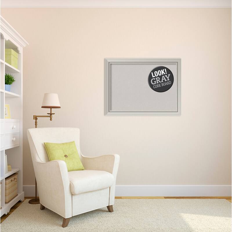 Framed Grey Cork Board, Romano Silver