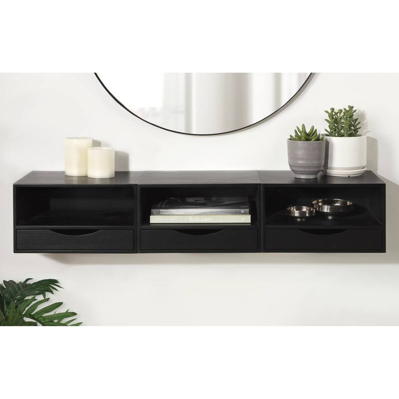 Kate and Laurel Hutton Floating Wall Shelf with Drawer - 12.5x10x7