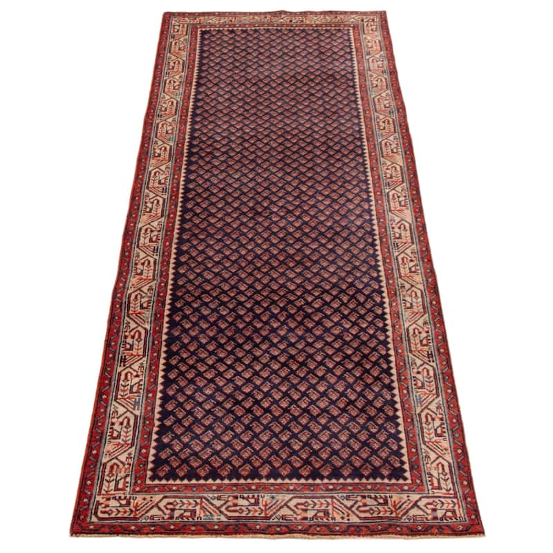 ECARPETGALLERY Hand-knotted Andelz Navy Wool Rug - 3'2 x 9'10