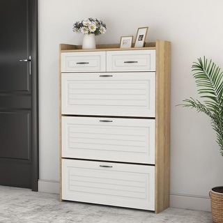 Flip Door Shoe Cabinet with Drawer Freestanding Shoe Rack