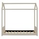 preview thumbnail 5 of 12, Twin Size Velvet House Bed Wood Bed, Playhouse Design with Strips on Headboard, Beige