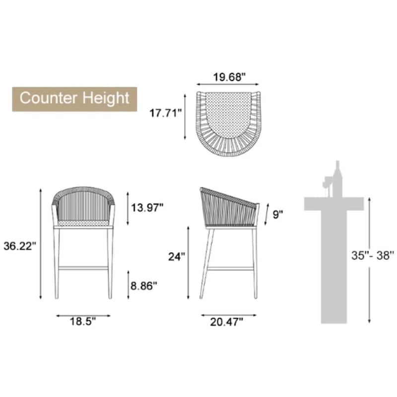PURPLE LEAF 2 Set of Modern Bar Stool with Backrest and Arm Aluminum Legs Cushion include