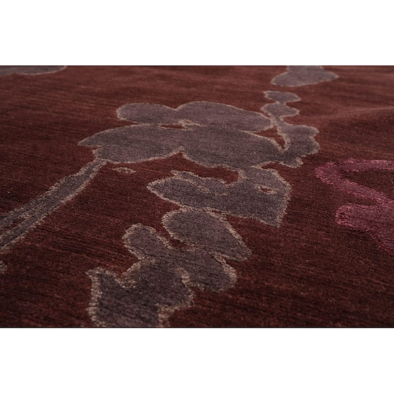 Hand Knotted Chocolate Tibetan Wool & Silk Transitional Area Rug - 9' 1'' x 12' 3''