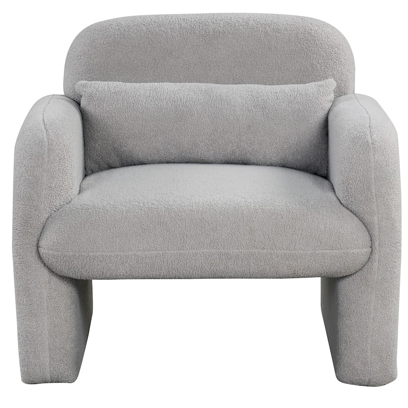 Gymax 2PCS Modern Accent Chair Sherpa Fabric Upholstered Armchair w/