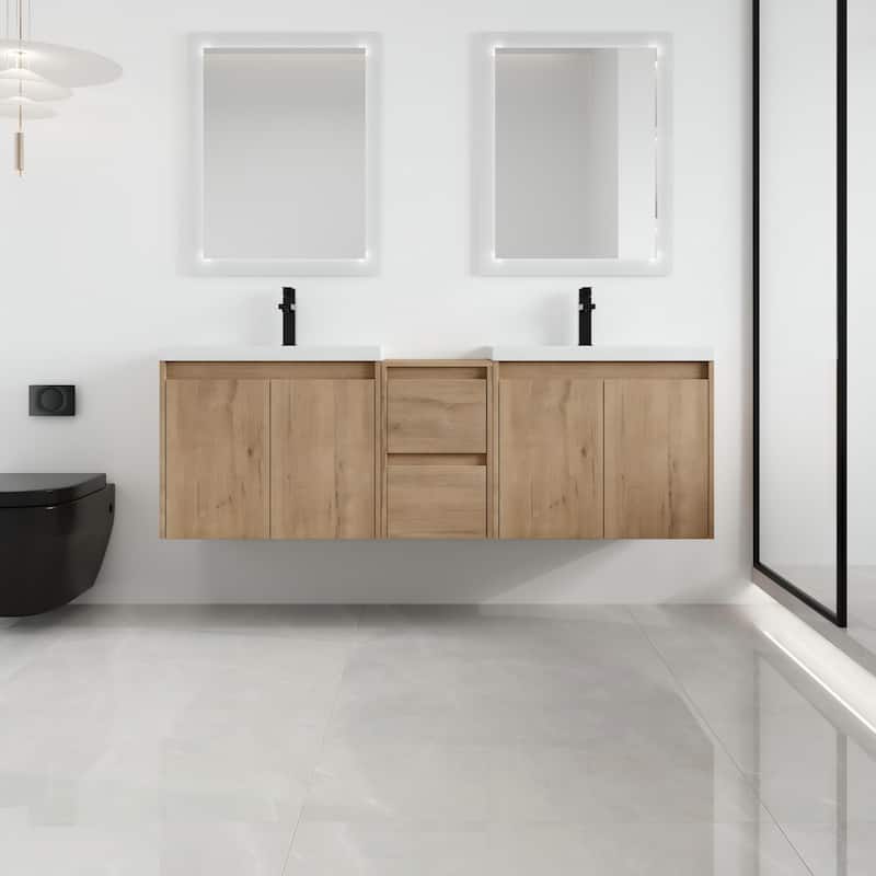 Malwee 36"/48"/60" Floating Bathroom Vanity,Wall Mounted Bathroom Vanity with Sink,Soft Close Door and Drawer