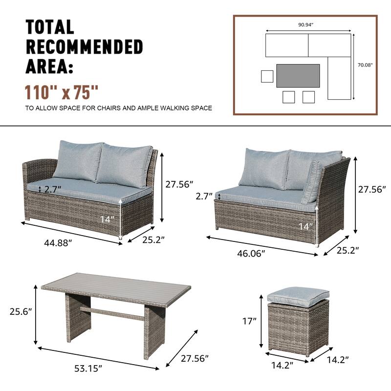 Outdoor 7-piece Wicker Dining Set Patio Sofa Furniture