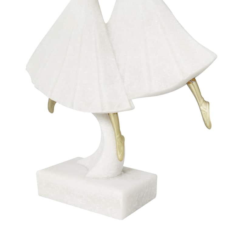 Polystone Dancer Ballet Decorative Sculpture with Gold Accents - Cream - Roche River Decor