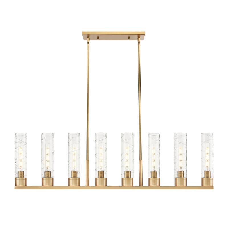 Innovations Lighting Downtown Urban - Boreas - 6 Light 48" Stem Hung Island Light with 11" Shades - Deco Swirl/Brushed Brass