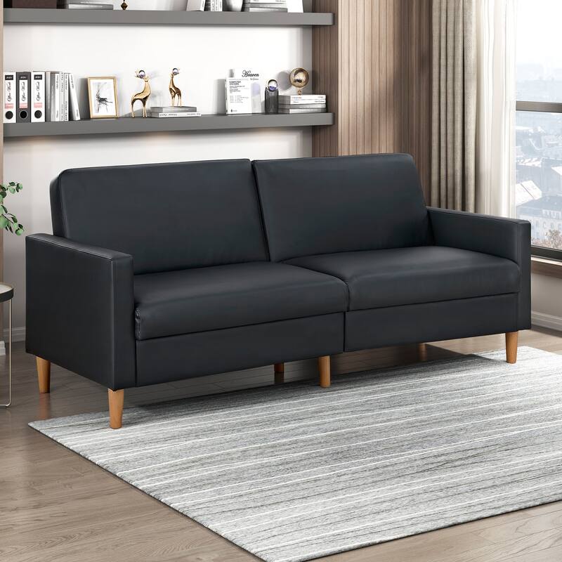 Fremont & Park Fitz 79" Faux Leather Elegant Lounger - Drop-down Back Mechanism