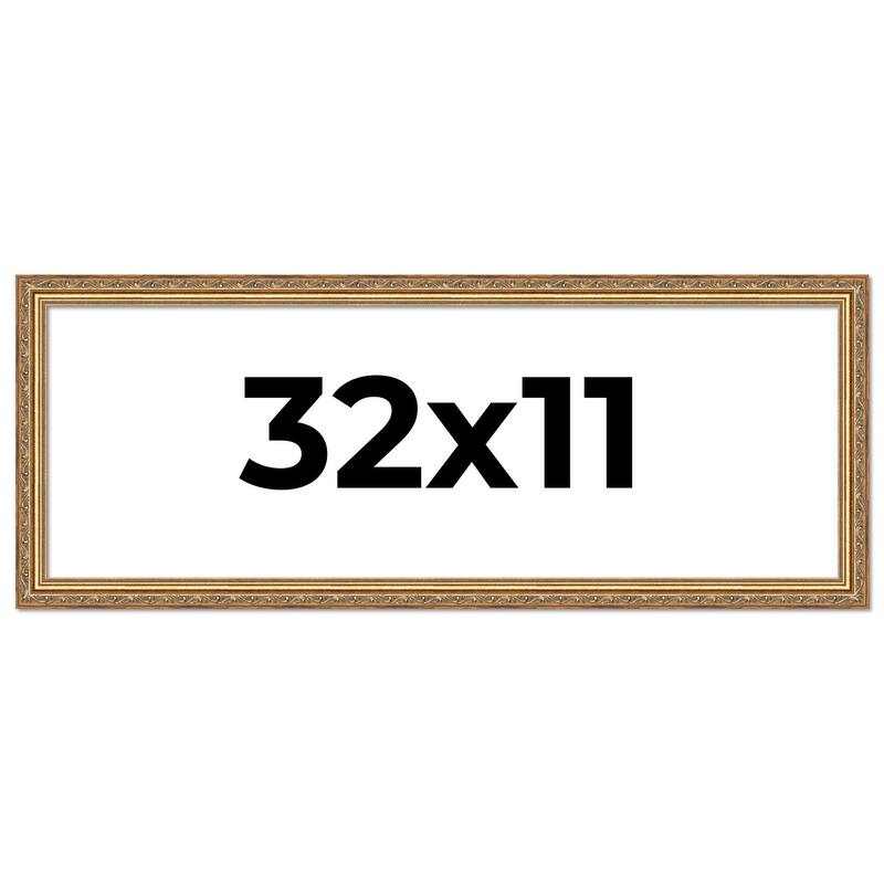 32x11 Frame Red Solid Wood Picture Frame Width 1.75 Inches | Interior Frame Depth 1 13/16 Inches