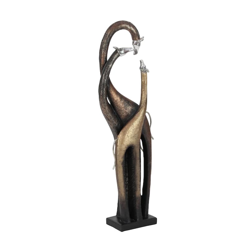 Polystone Giraffe Sculpture - Brass - Roche River Decor - 3"W x 5"L x 22"H