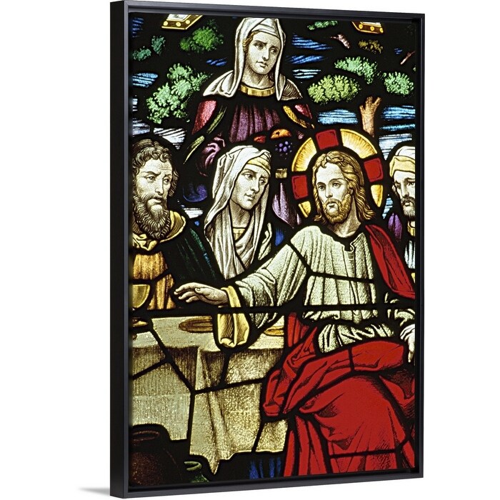 Shop Stained Glass Painting Of Last Supper Black Float Frame