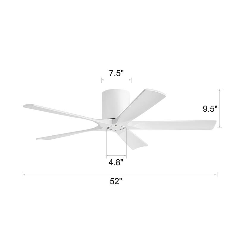 MLiAN 52 In. 5 Solid Wood Blades Indoor Ceiling Fan with Remote - 52 inch