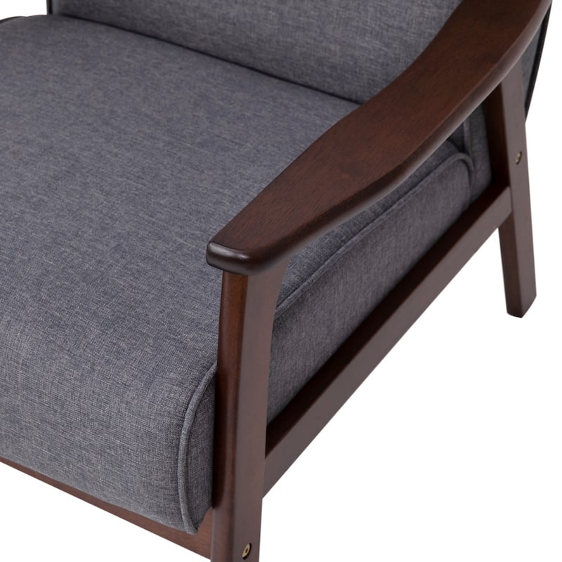 Mid-Century Modern Arm Chair with Wooden Frame and Arms