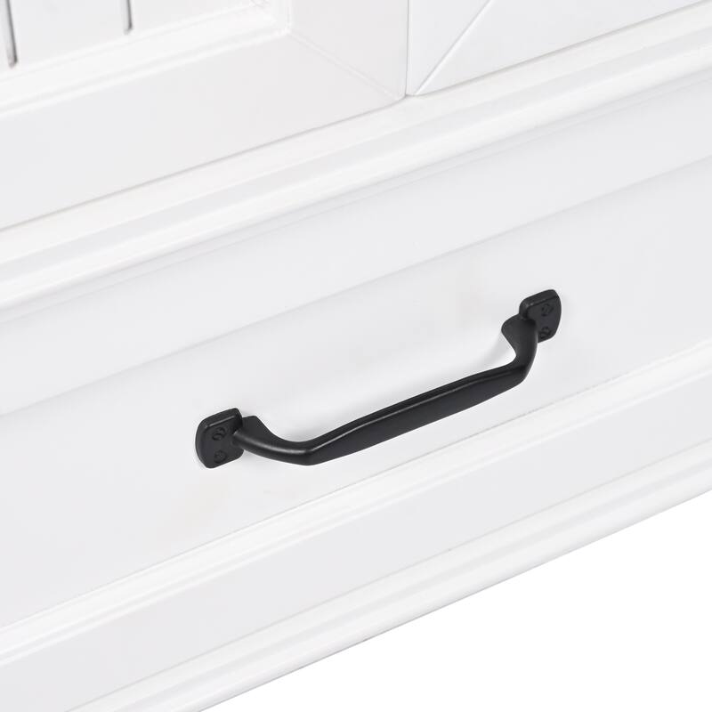 2 Doors Storage Cabinet for Bathroom, Vanity with Drawer, Magnetic Door Stopper, Semilune Ceramic Sink and Adiustable Foot Pads