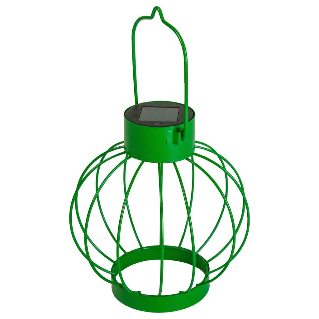 6.5" Green Outdoor Hanging LED Solar Lantern with Handle - 6.5