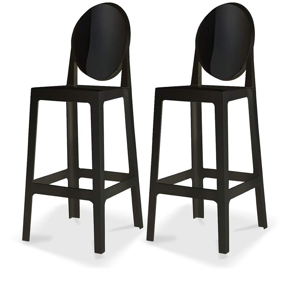 Set of 2 Modern High Back Side Armless Bar Stools With Backs Chairs For Kitchen Island Home Indoor Outdoor Patio Clear