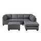 preview thumbnail 9 of 38, L-shape Reversible Sectional Sofa with Storage Ottoman Rivet Ornament