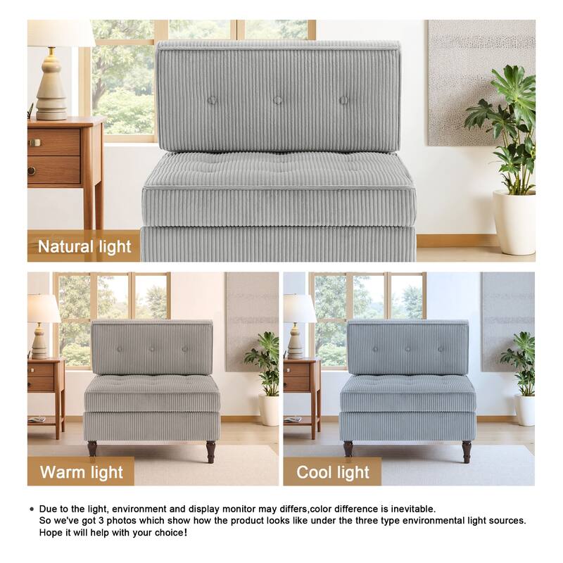 Modern Corduroy Corner Armchair Armless Chair sofa
