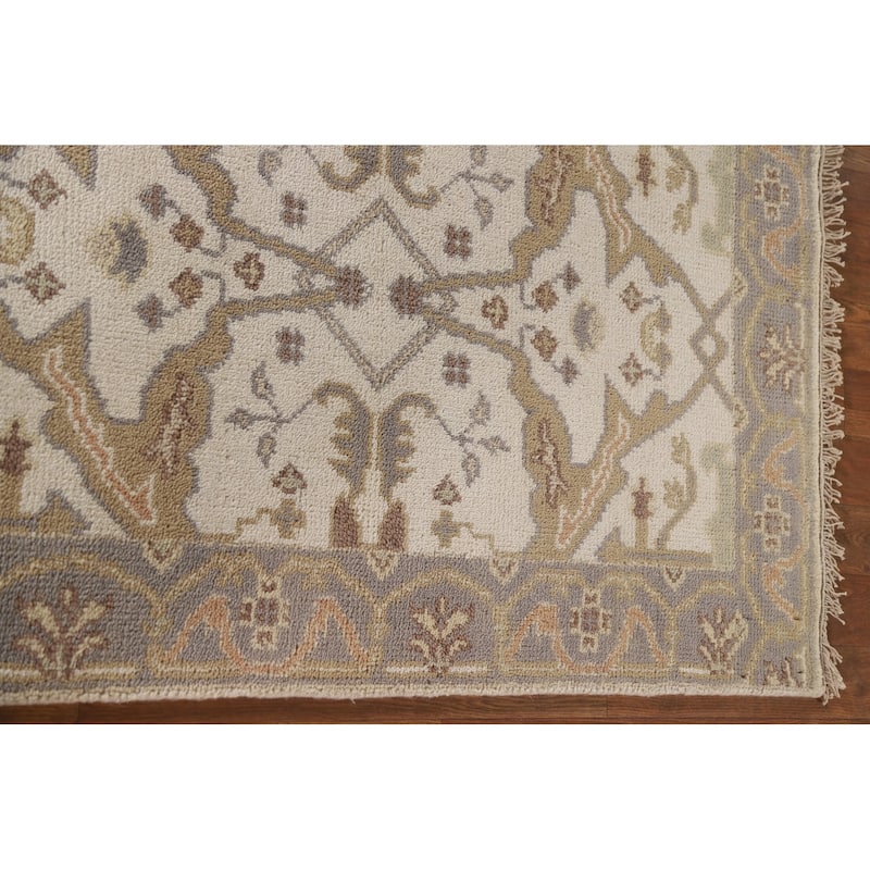 Floral Beige Oushak Oriental Runner Rug Handmade Wool Carpet - 2'7"x 7'10"