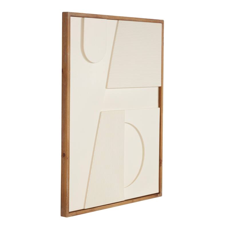 Wood Geometric Dimensional Art Deco Arched Living Room Wall Decor with Brown or Black Frame - Cream or White - Roche River Decor