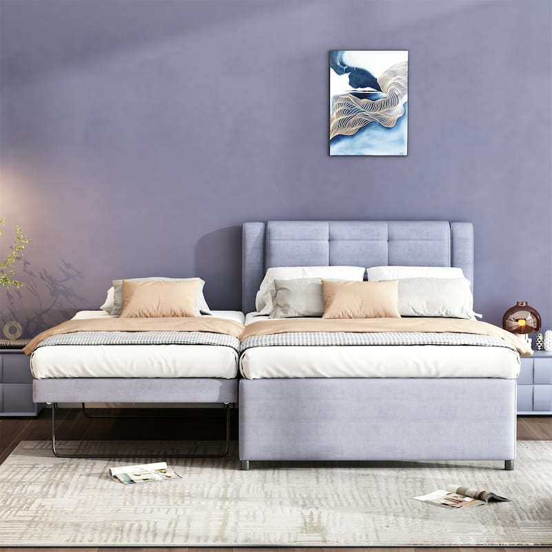 Full Size Upholstery platform bed with Trundle