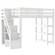 preview thumbnail 18 of 24, Twin/Full Size Loft Bed with Small Wardrobe and Storage Staircase, Solid Wood Loft Bedframe with LED Light and Storage Shelves