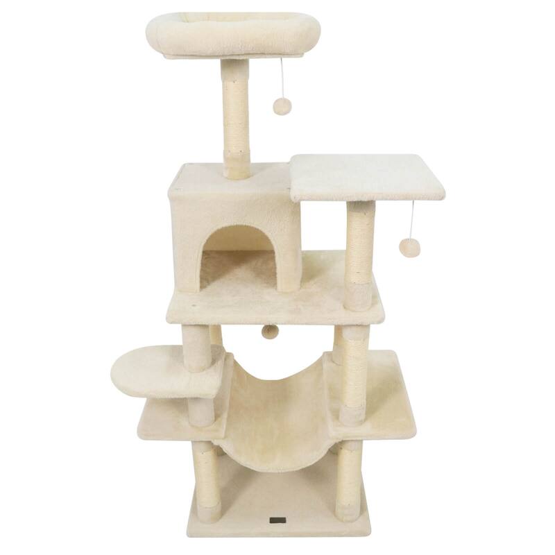 Costway 58” Tall Multi-level Cat Tree with Upholstered Perch & Cat - See Details