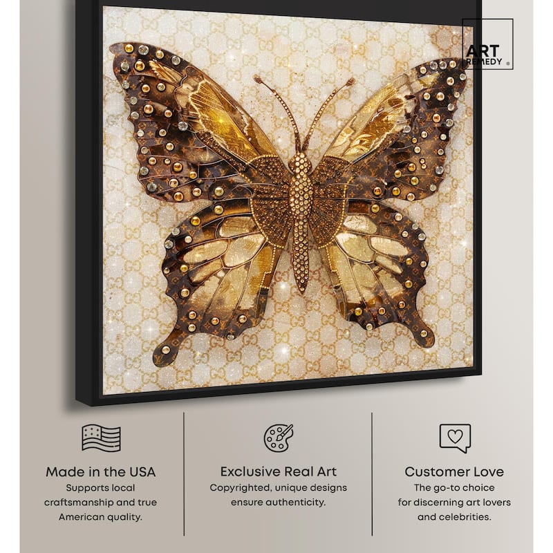 Glittering Elegant Butterfly Canvas by Art Remedy