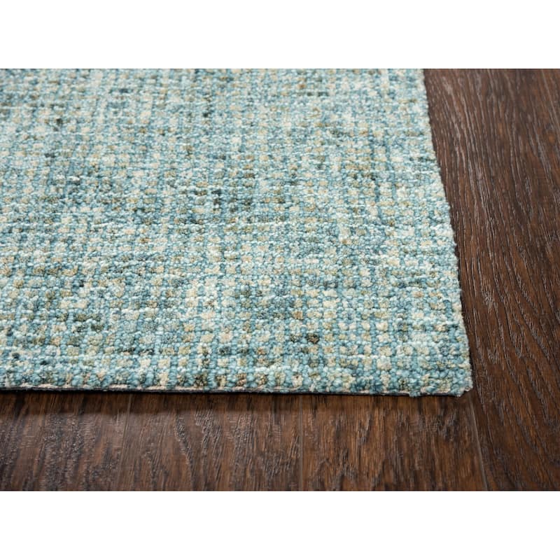 Alora Decor Storm Teal, Blue, and Beige Hand-tufted Geometric Wool Rug