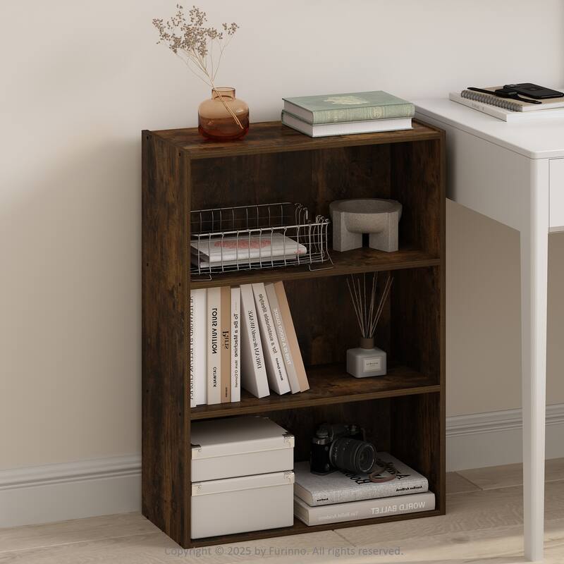 31.5 in. Tall Pine Wood 3-Shelf Bookcase